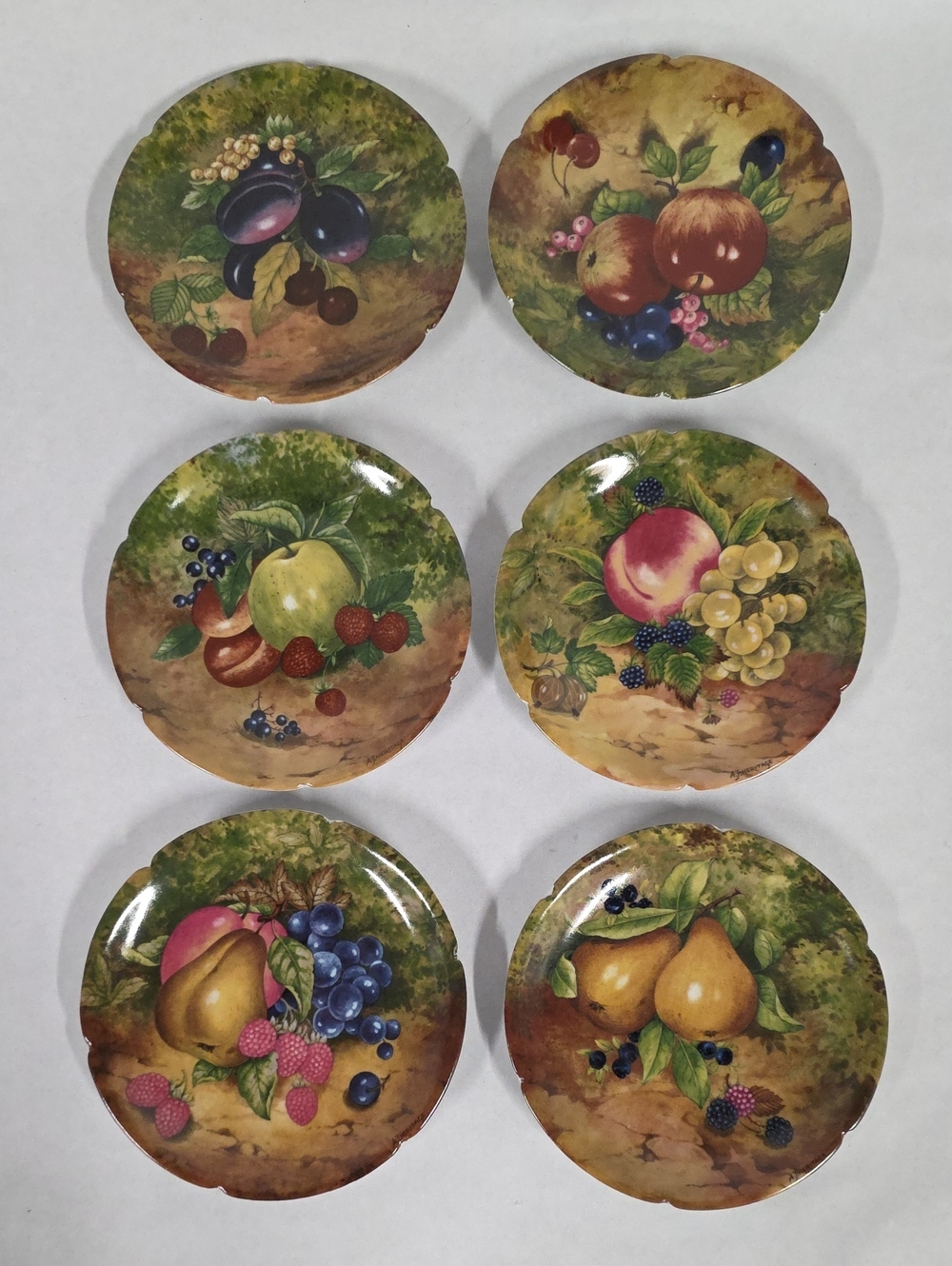 Vtg Rochard Limoges Still Life 5-Inch Porcelain Canape Bread Plates - Set of 6